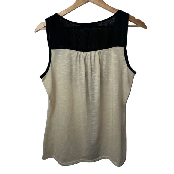 Maurices Medium Cream & Black Button Up Sleeveless Top - Picture 3 of 4